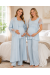 Mavi Dantelli Uzun Kollu Lohusa Hamile Pijama Takımı Sabahlık 33008 Mavi Dantelli Uzun Kollu Lohusa Hamile Pijama Takımı Sabahlık 33008